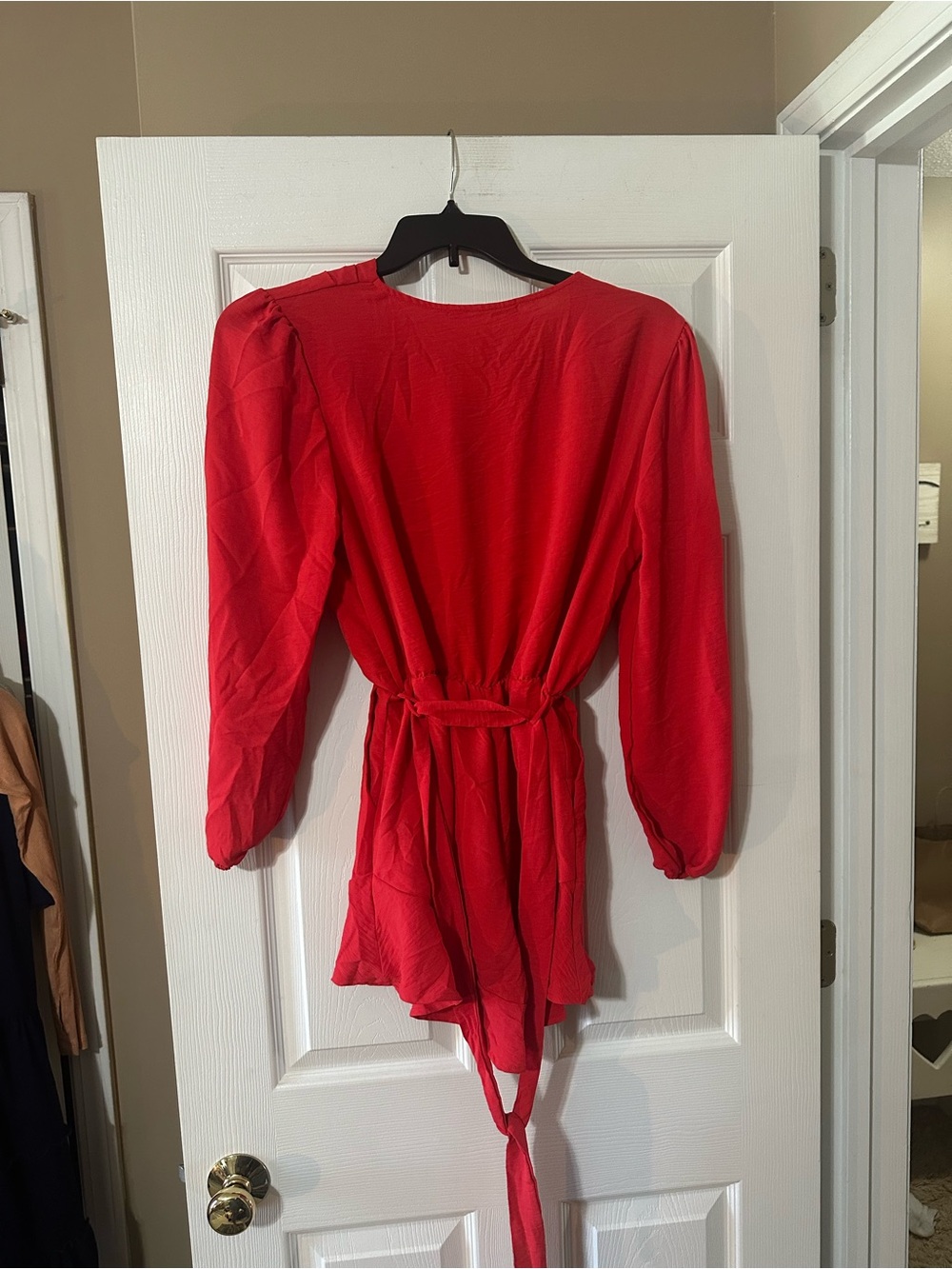 Red Wrap Romper - Picture 4 of 4